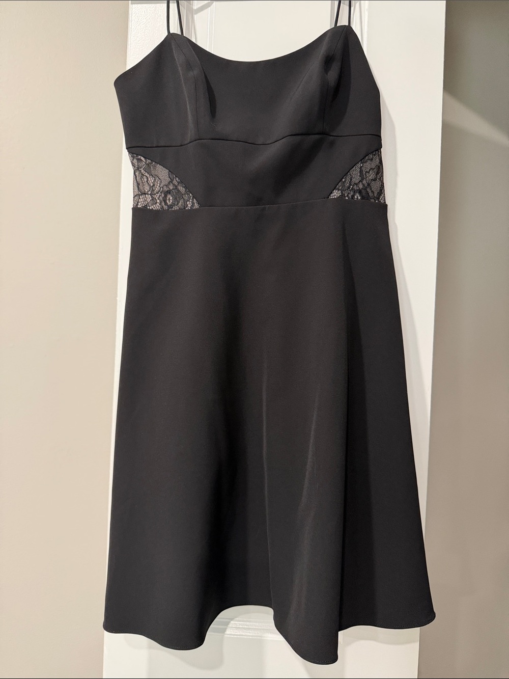 Aidan Mattox Black Lace-Panel Mini Dress